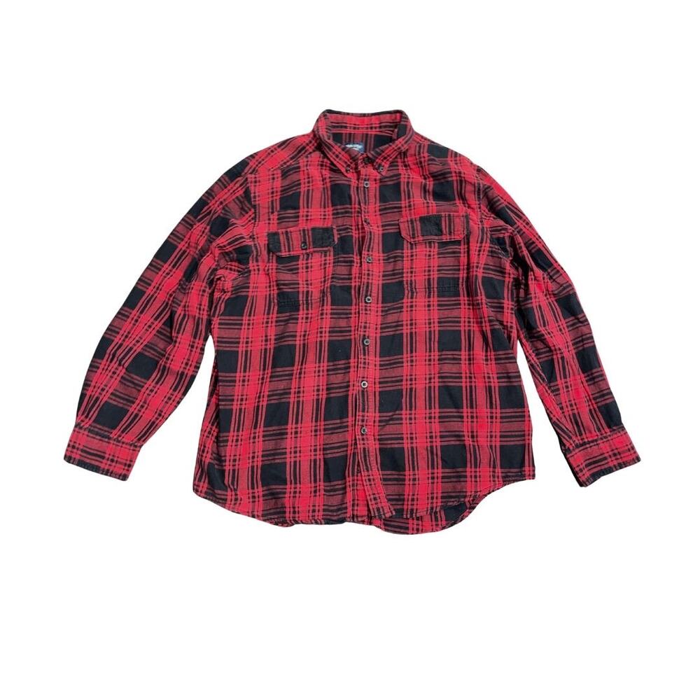 Faded Glory Plaid Long Sleeve Button Flannel Shirt Size 2XL Streetwear Utility